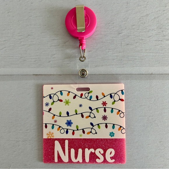 Glitter Badge Buddy | Nurse Card Holder | RN ID Tag Backer and Retractable Reel - Picture 9 of 12